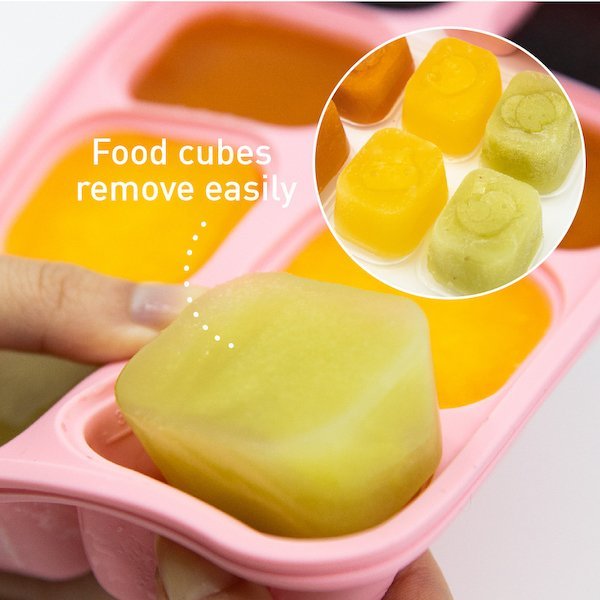 silicone food cube tray with lid, food cubes can be easily removed