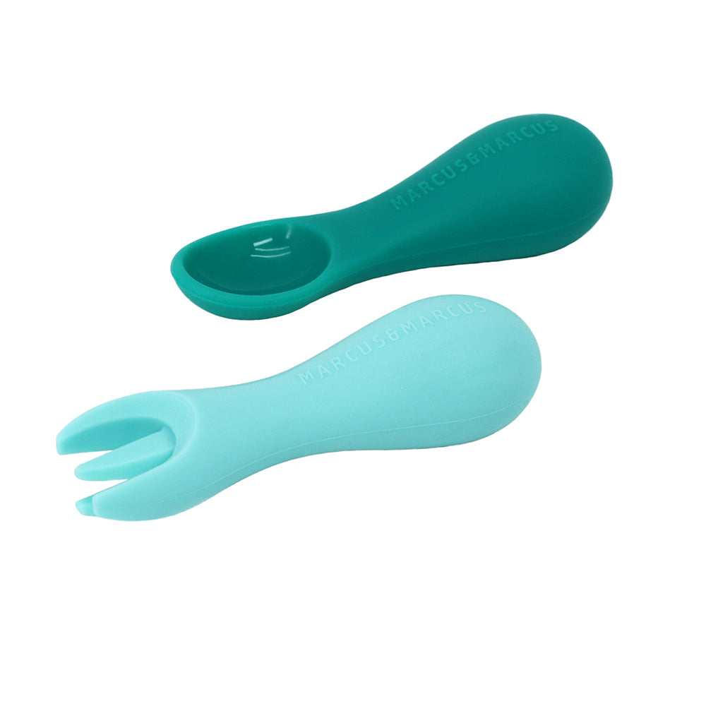 Silicone Palm Grasp Spoon & Fork Set