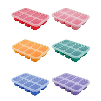 silicone food cube tray with lid for making pumpkin puree red pink yellow green blue purple