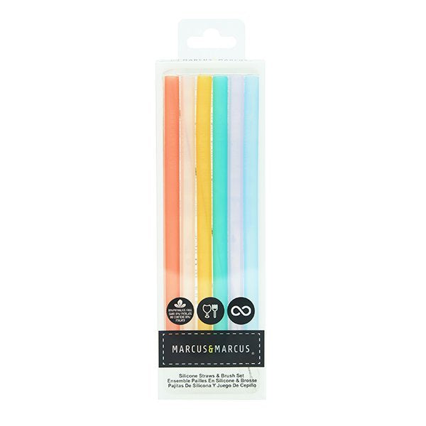 Silicone Straws & Brush Set (Set of 6 Straws)