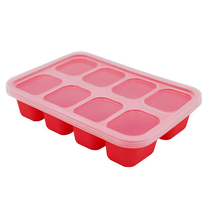 silicone food cube tray with lid red 