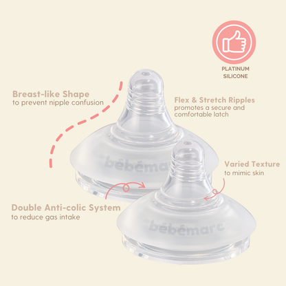 Antibacterial Natural Feeding Nipple (Set of 2) - avoid nipple confusion