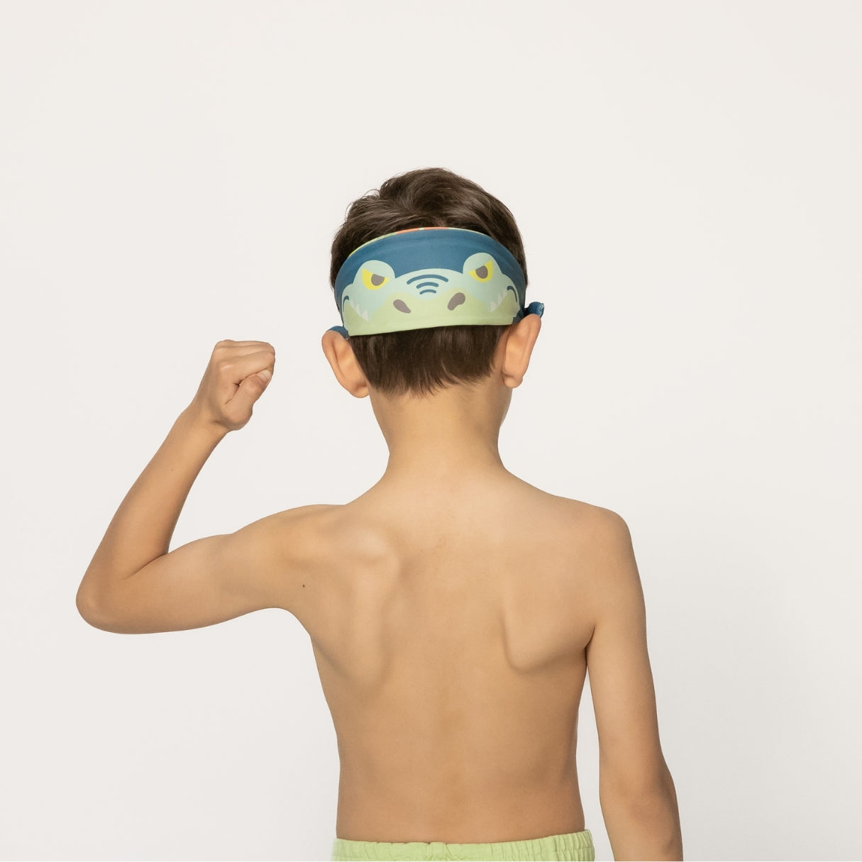 swim goggles with fabric strap, reversible design