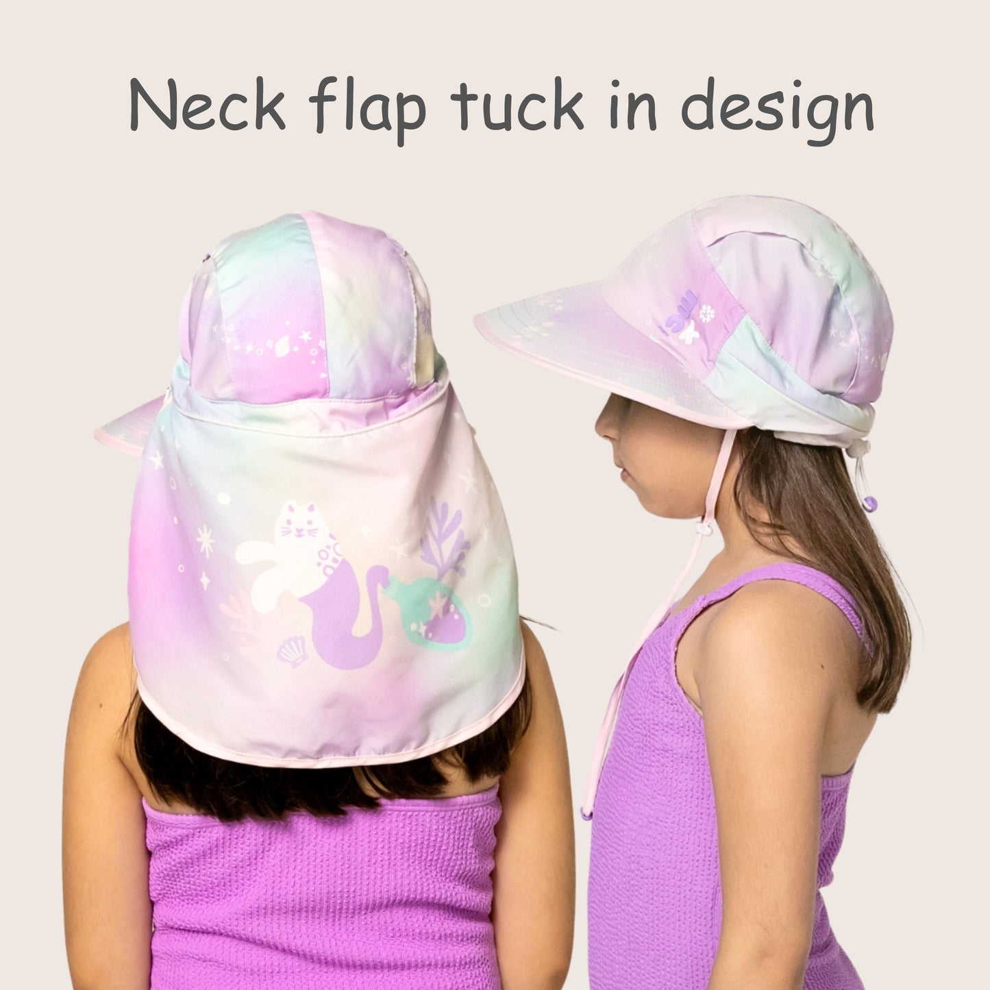 UV Protection Foldable Neck Flap Hat - Fancy Meowmaid