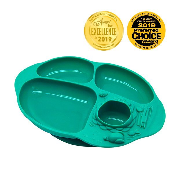 Marcus & Marcus suction plate, silicone divided plate green