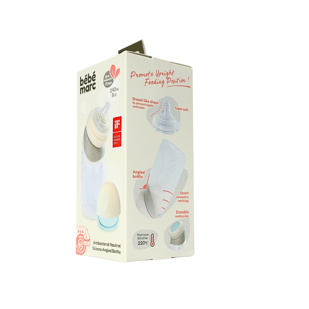 bebemarc antibacterial natural silicone angled bottle pkg