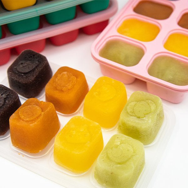 silicone food cube tray with lid for making pumpkin puree with characters on ice cube