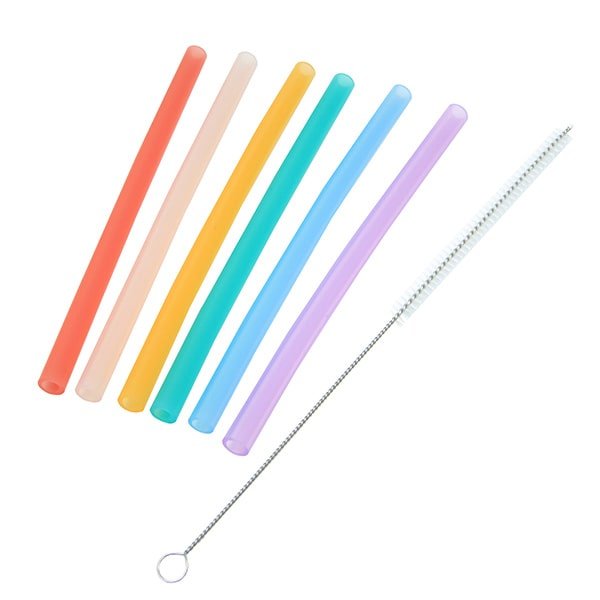 Silicone Straws & Brush Set (Set of 6 Straws)