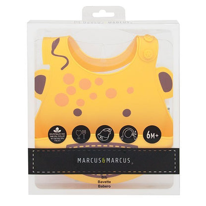 Marcus & Marcus soft silicone baby bibs yellow packaging